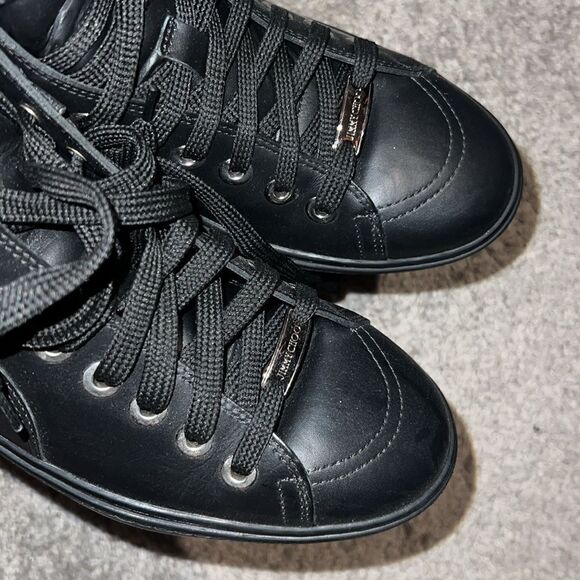 Women’s Jimmy Choo Colt Star Studdedd Leather High Top Tennis Shoes - Picture 8 of 11